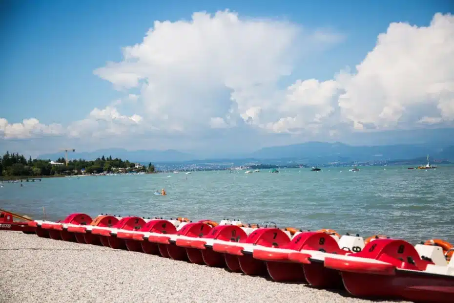 Paddle boats available to be rented at Lake Garda in Peschiera